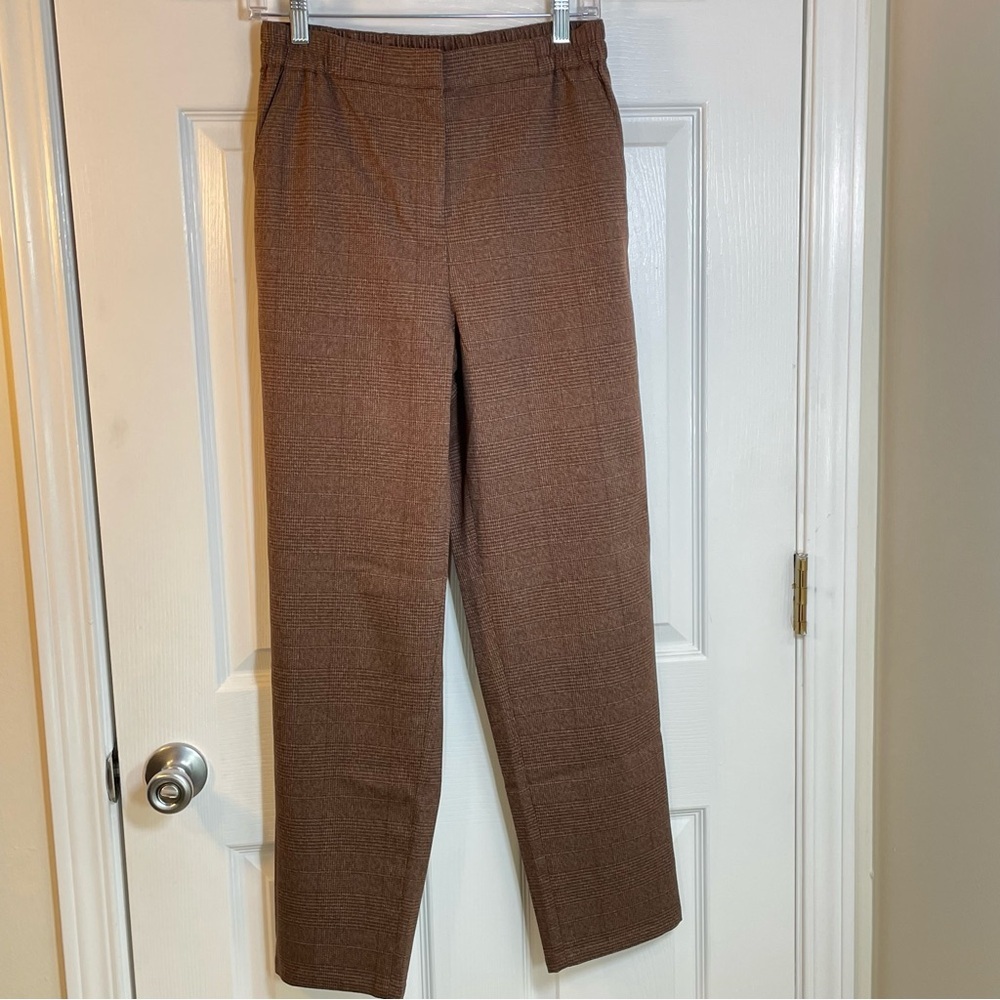 Treasure & Bond Nordstrom Brown Plaid Straight Leg Trousers Dark Academia Size S